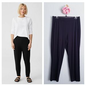 Eileen Fisher Black System Viscose Jersey Easy Pants